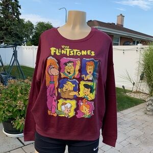 The Flintstones Burgundy Sport Sweater Size M Brand New